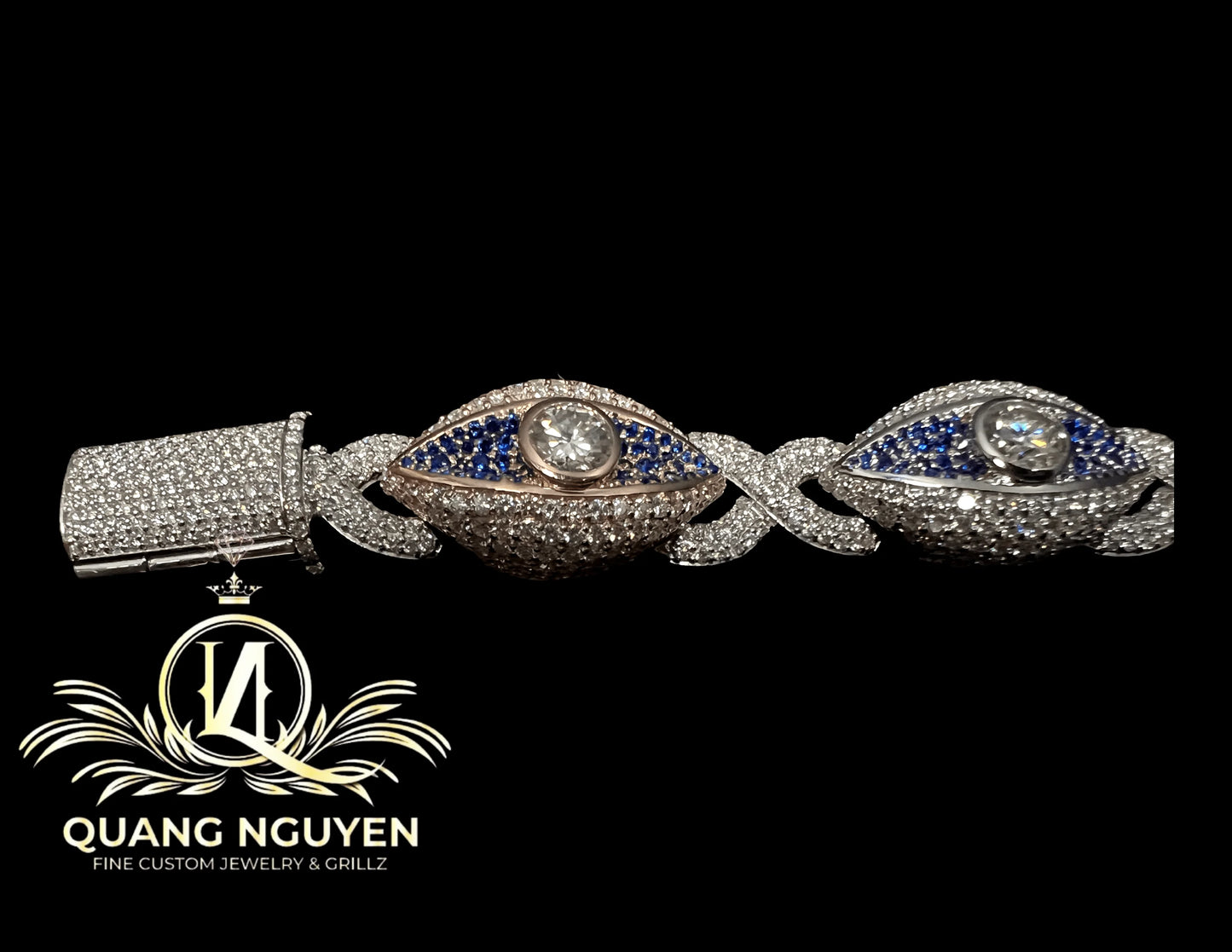 Bracelet blue with gold border
