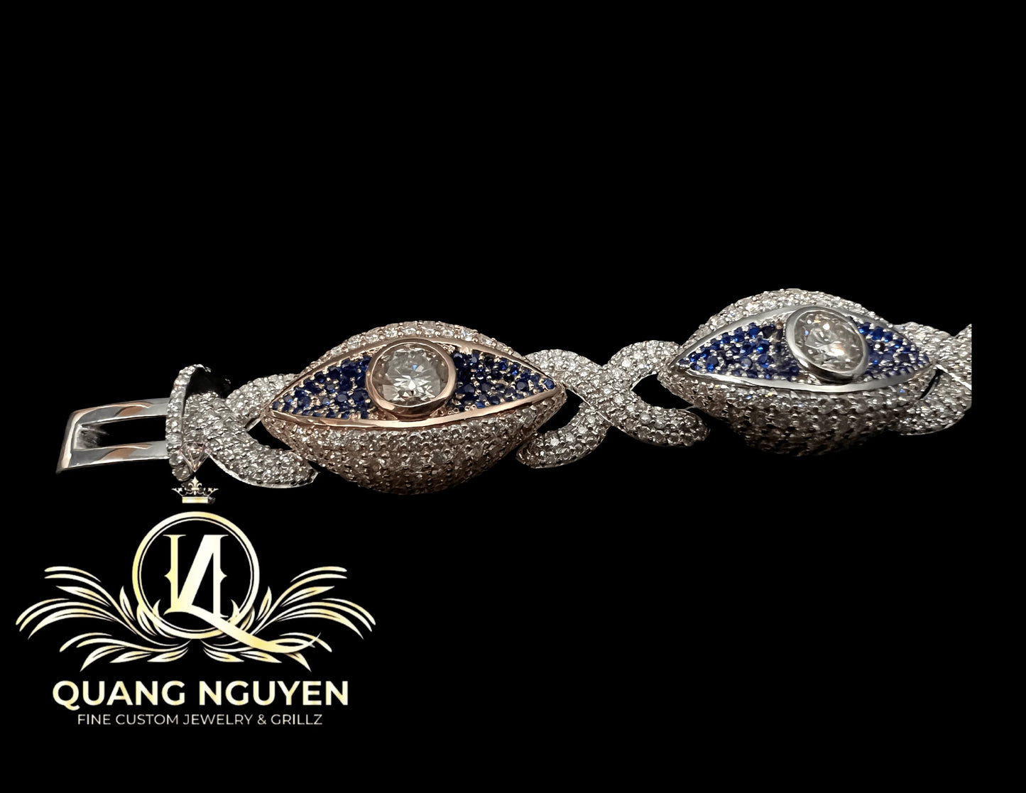 Bracelet blue with gold border