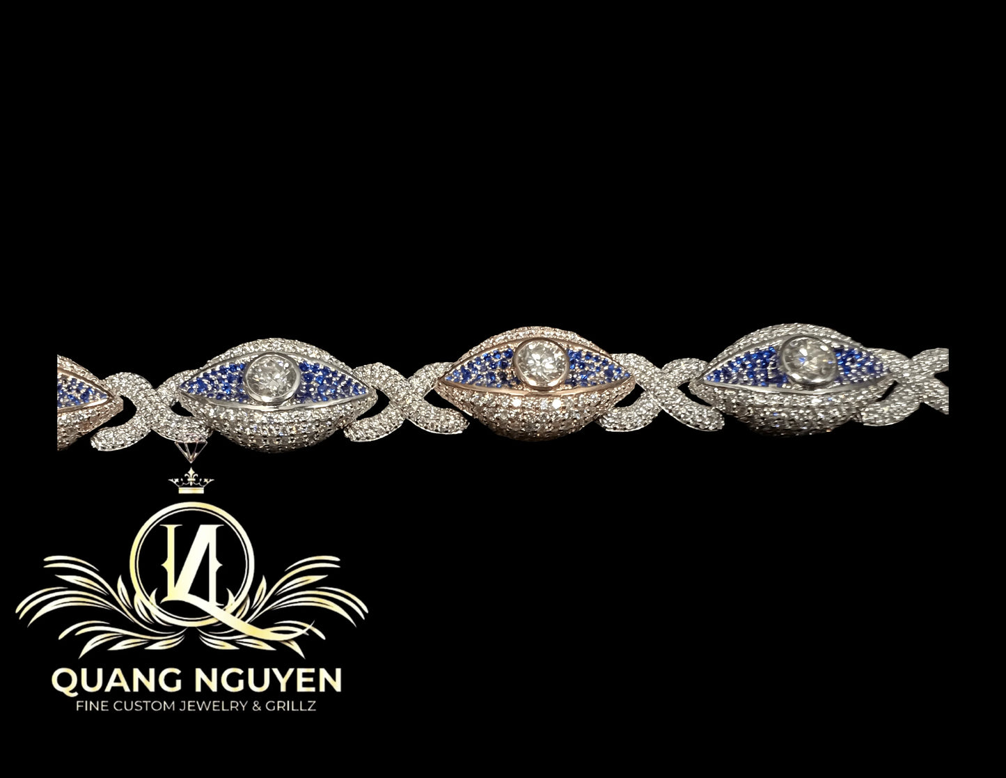 Bracelet blue with gold border