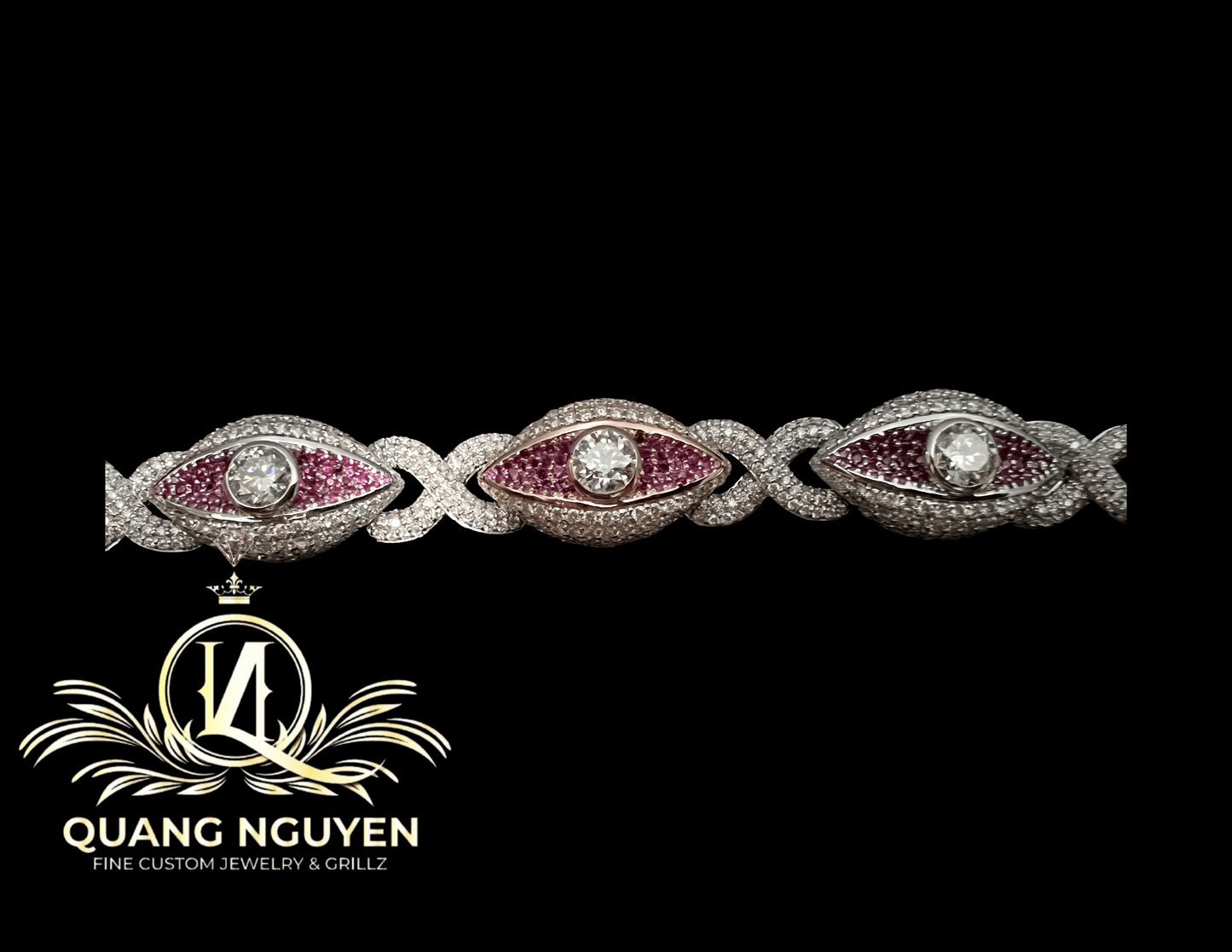Bracelet pink with gold border
