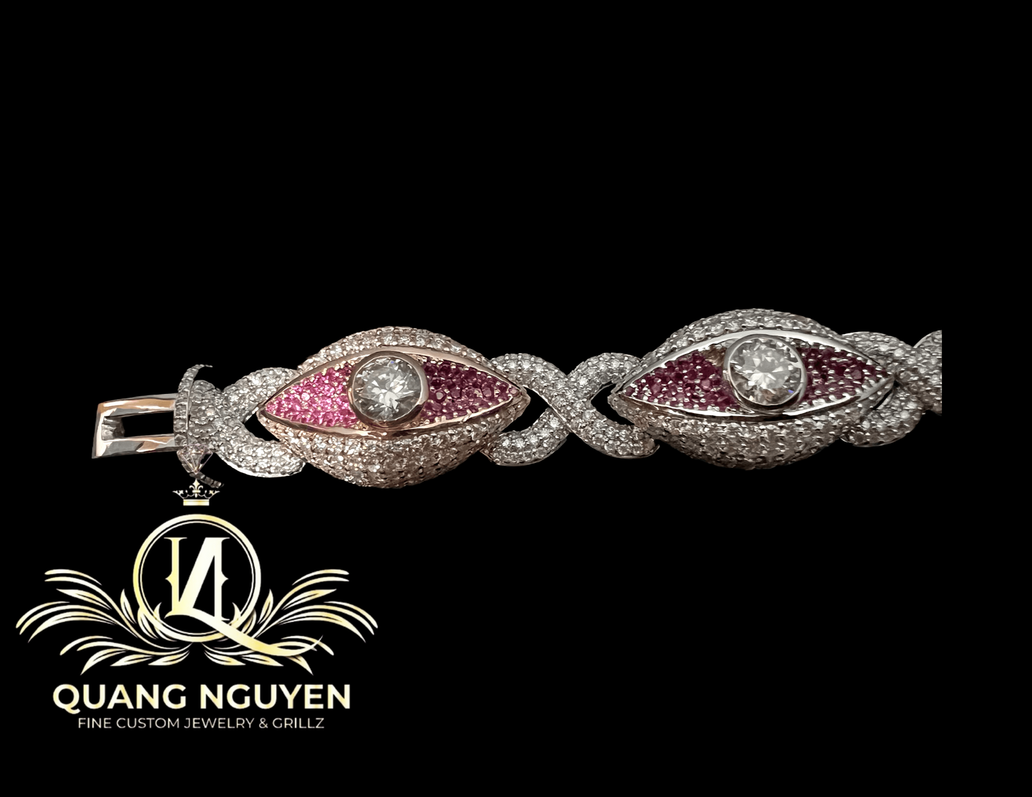 Bracelet pink with gold border